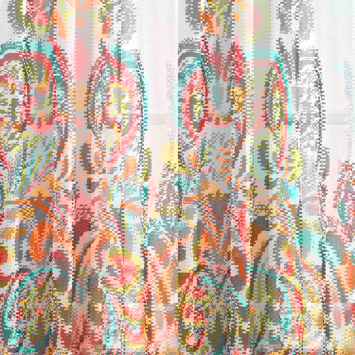 Clara Sheer Window Curtain Panel Set - Modern Paisley & Damask Patterns