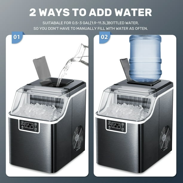 KISSAIR Countertop Ice Maker, 44Lbs/24H Self-Cleaning Ice Machine with Ice Scoop & Basket, Ideal for Home/Kitchen/Office