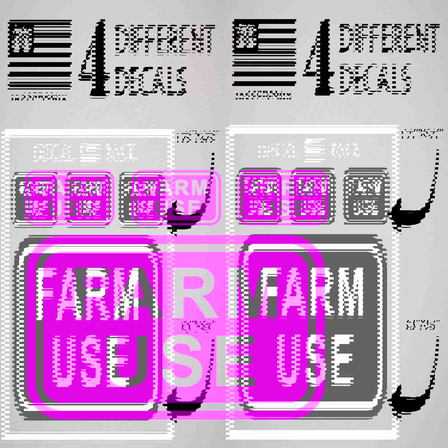 Farm Use Decal Pack of 4 Stickers - High-Quality Vinyl Decals for Farming Enthusiasts