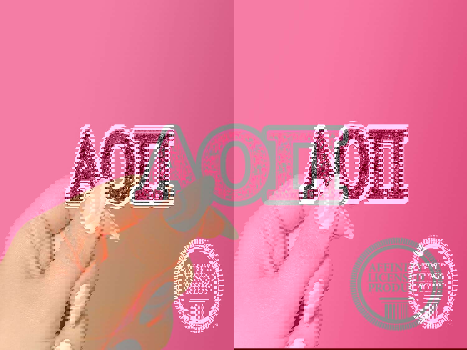 Alpha Omicron Pi Vinyl Sticker - Pink Sequin Sorority Decal
