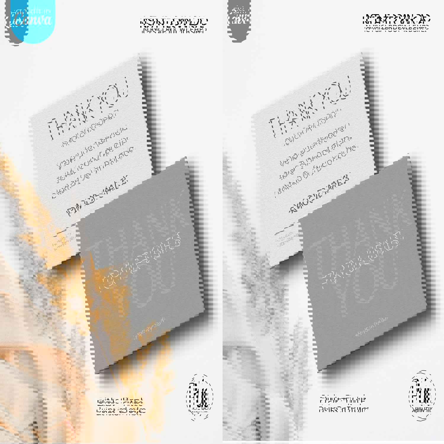 Simply Modern Thank You Card Template - Editable Business Card for Health, Beauty, Hair & Realtor