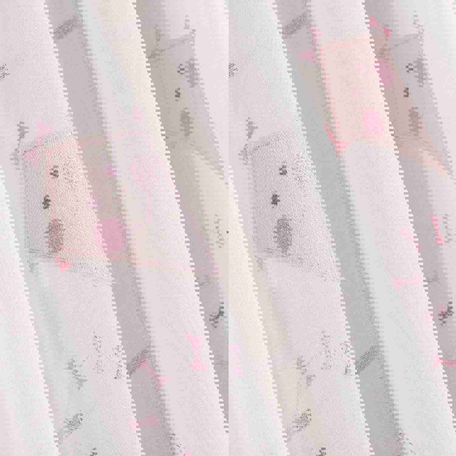 Pink Kids Room Linen Sheer Curtain with Kite Embroidery