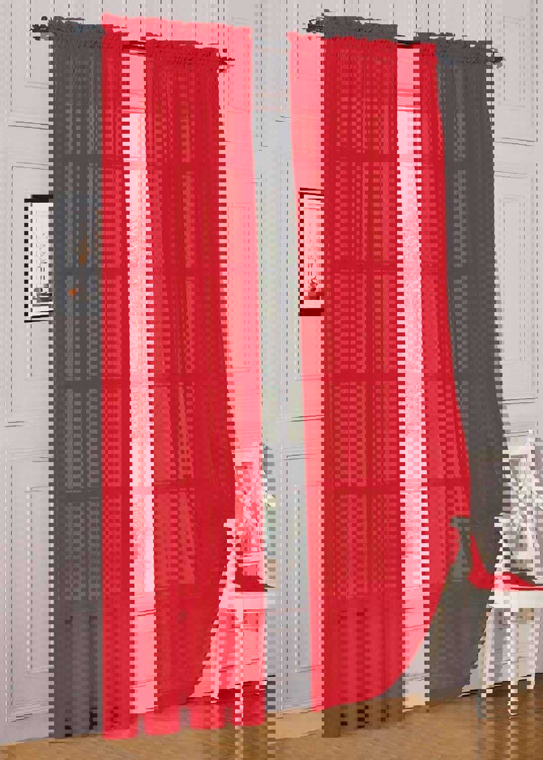 2-Piece Sheer Window Curtain Panels with 2 Inch Rod Pocket