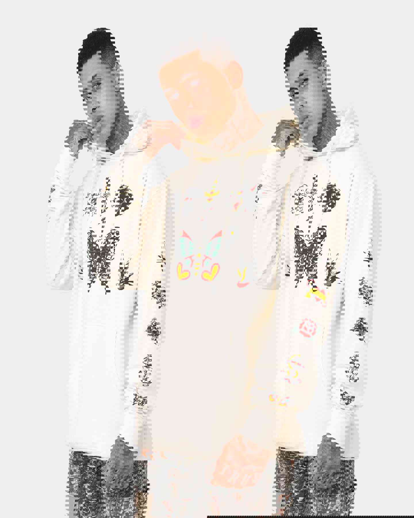 Rats Get Fat Tattoo Print Hoodie Bone