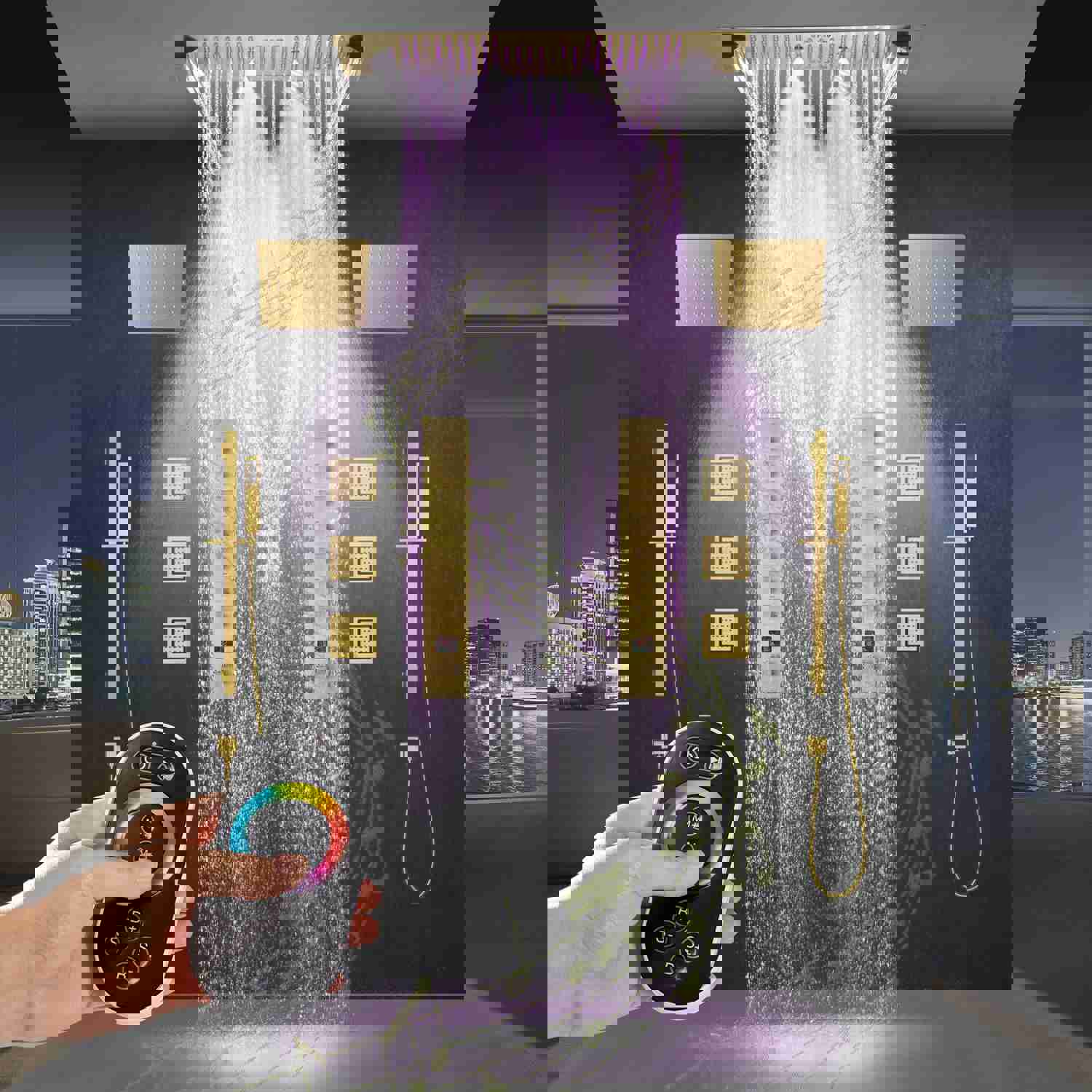 ALAMERE 36 IN DUAL SHOWERHEAD 7 FUNCTIONS COMPLETE LED MUSIC SHOWER SYSTEM