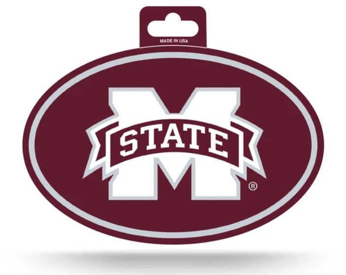 Mississippi State Bulldogs Oval Decal Full Color Sticker - 3.75 x 5.75 Inches