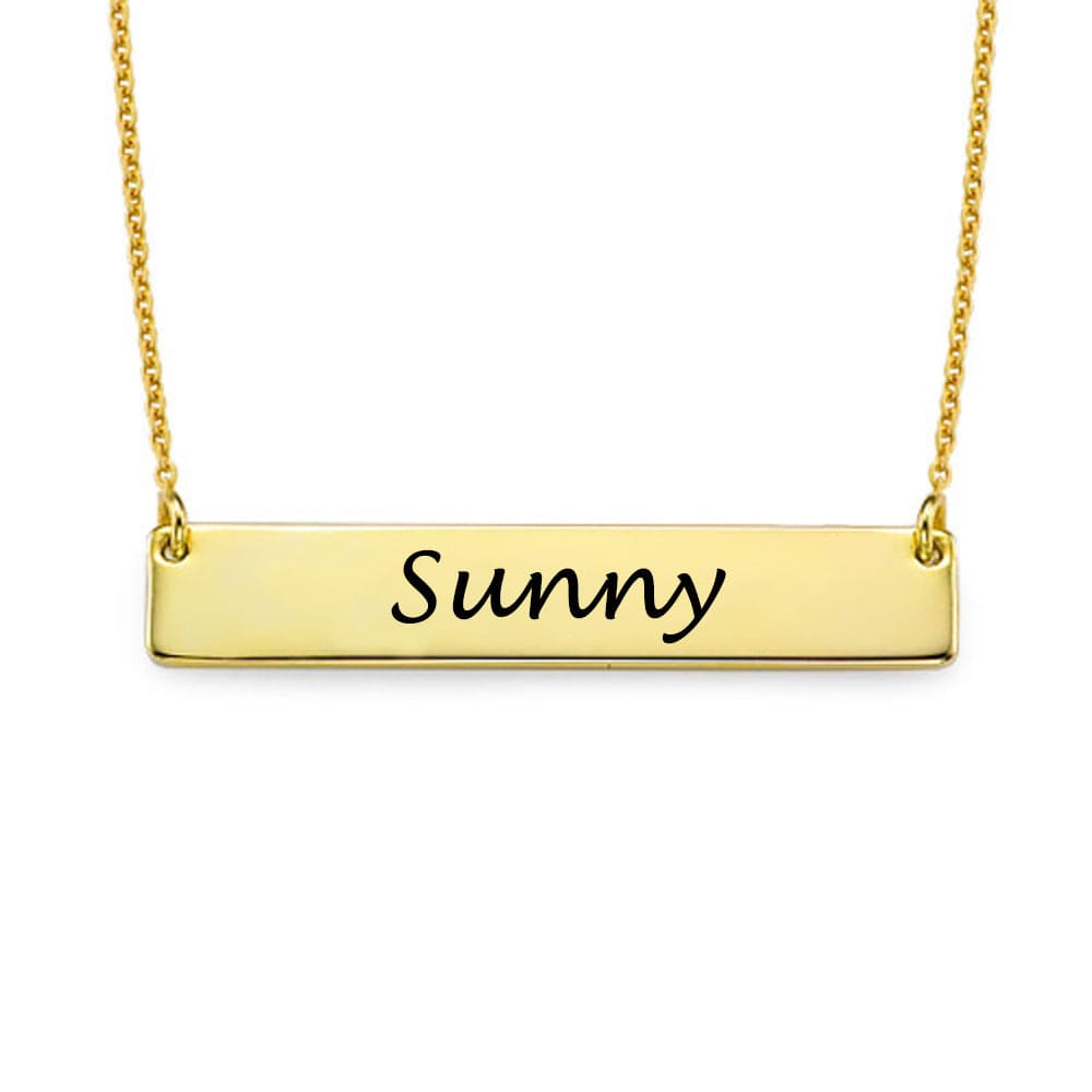 Custom Text Bar Necklace - Personalized Silver Name Jewelry for Mother's Day Gift