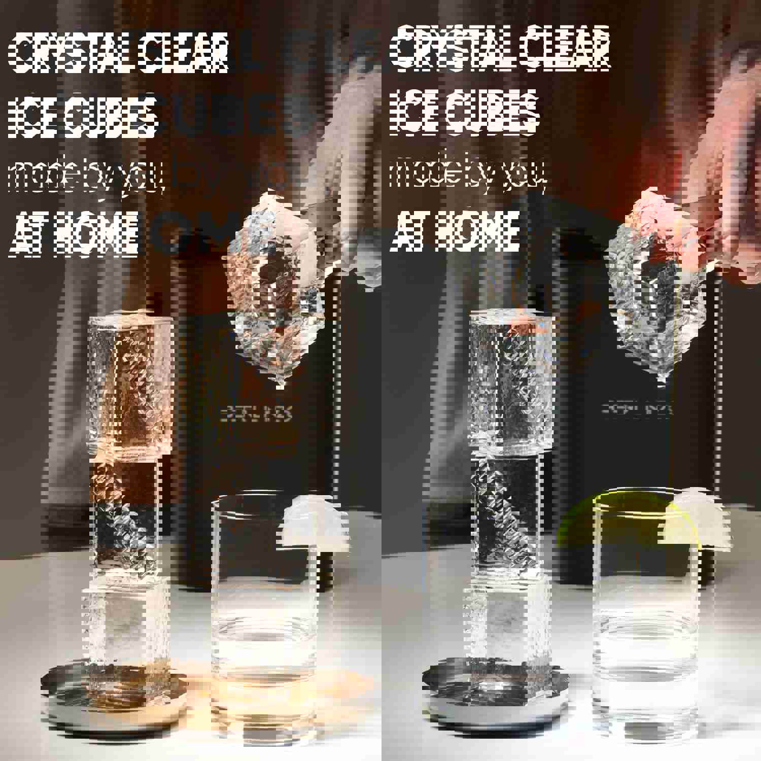Berlinzo Premium Clear Ice Cube Maker [2024 Upgraded] - 2.1-inch Crystal Clear Ice Balls for Whiskey & Cocktails