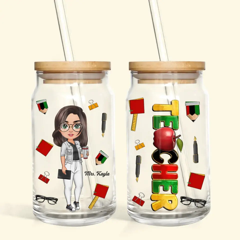 Personalized Custom Glass Can - Perfect Gift for Teachers, Birthdays & Juneteenth