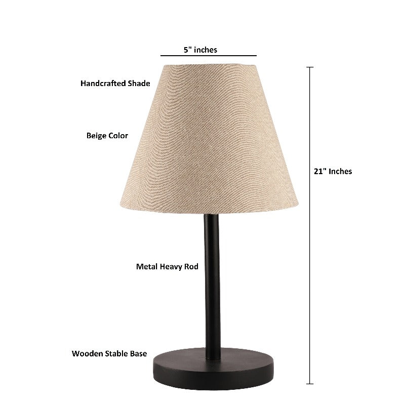 BTR CRAFTS Raven Black Metal Table Lamp with Conical Lampshade for Modern Home Decor