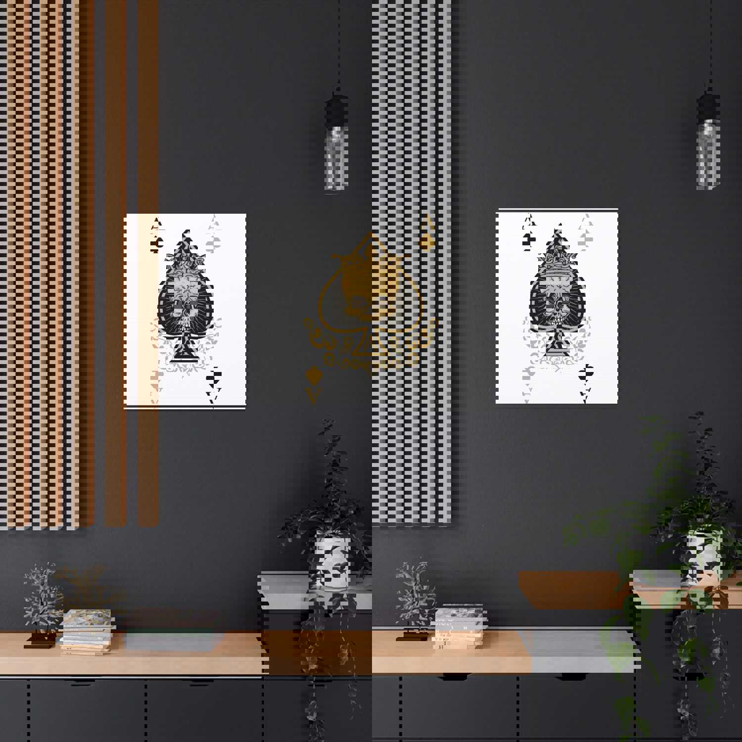 Gothic Ace Of Spades Playing Card Canvas Wall Art - Ready-to-Hang Home Decor