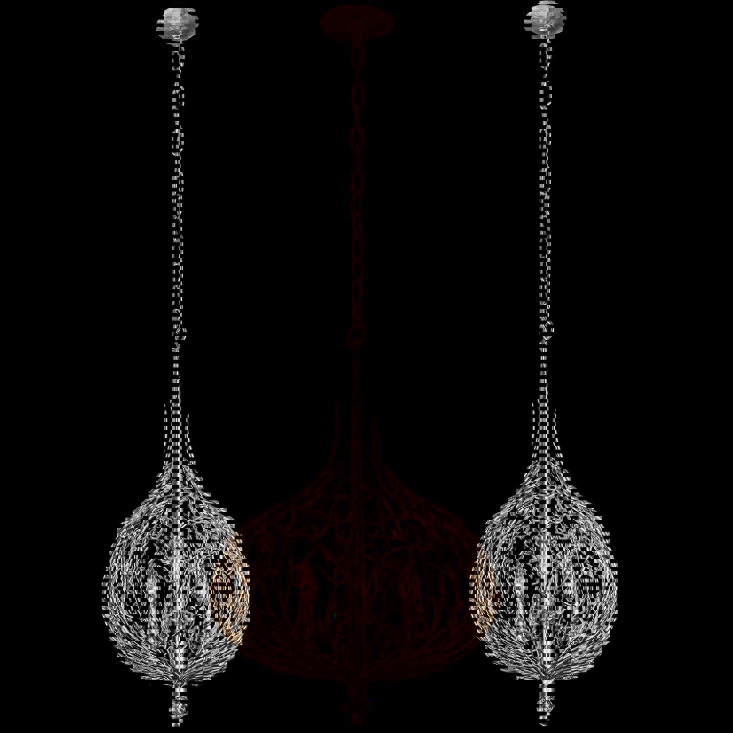 Bask 3-Lt Crystal Pendant - Gold Dust