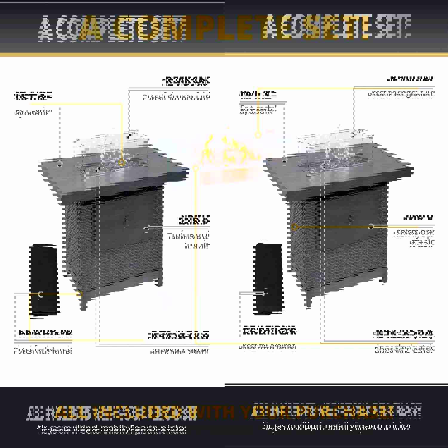 Novi 52 Multi-Functional Outdoor Propane Fire Pit Table – 50,000 BTU, CSA Certified
