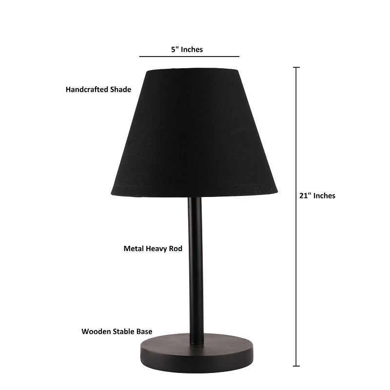 BTR CRAFTS Raven Black Metal Table Lamp with Conical Lampshade for Modern Home Decor
