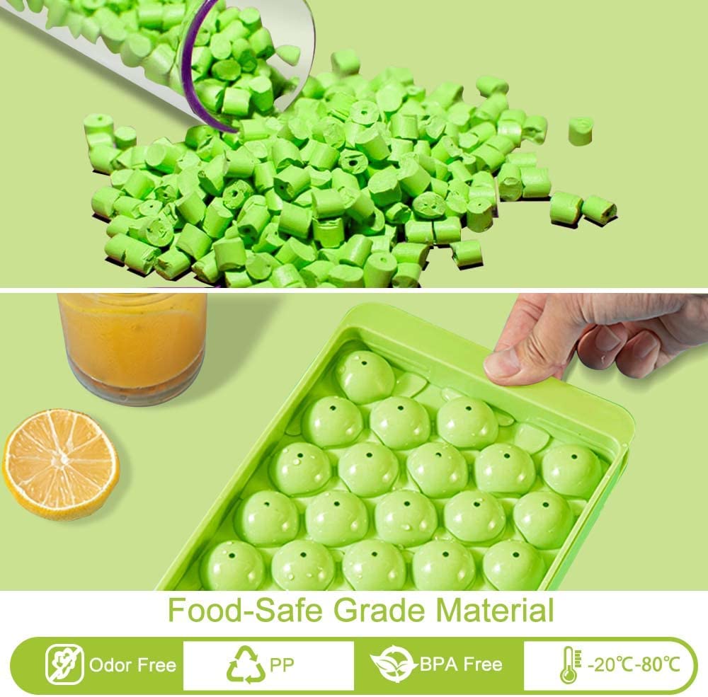 XUDHAH 3 Pack Round Ice Cube Trays with Bin - Easy Release BPA Free Ice Ball Maker for Drinks & Cocktails (Green)