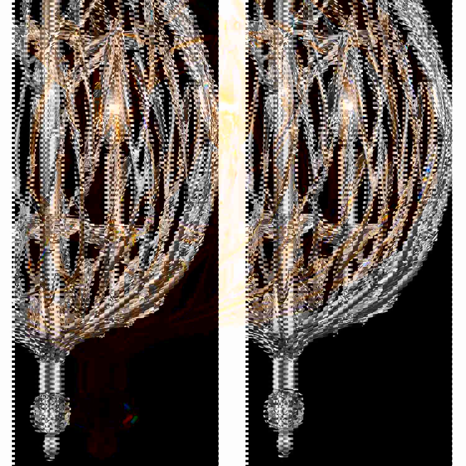 Bask 3-Lt Crystal Pendant - Gold Dust