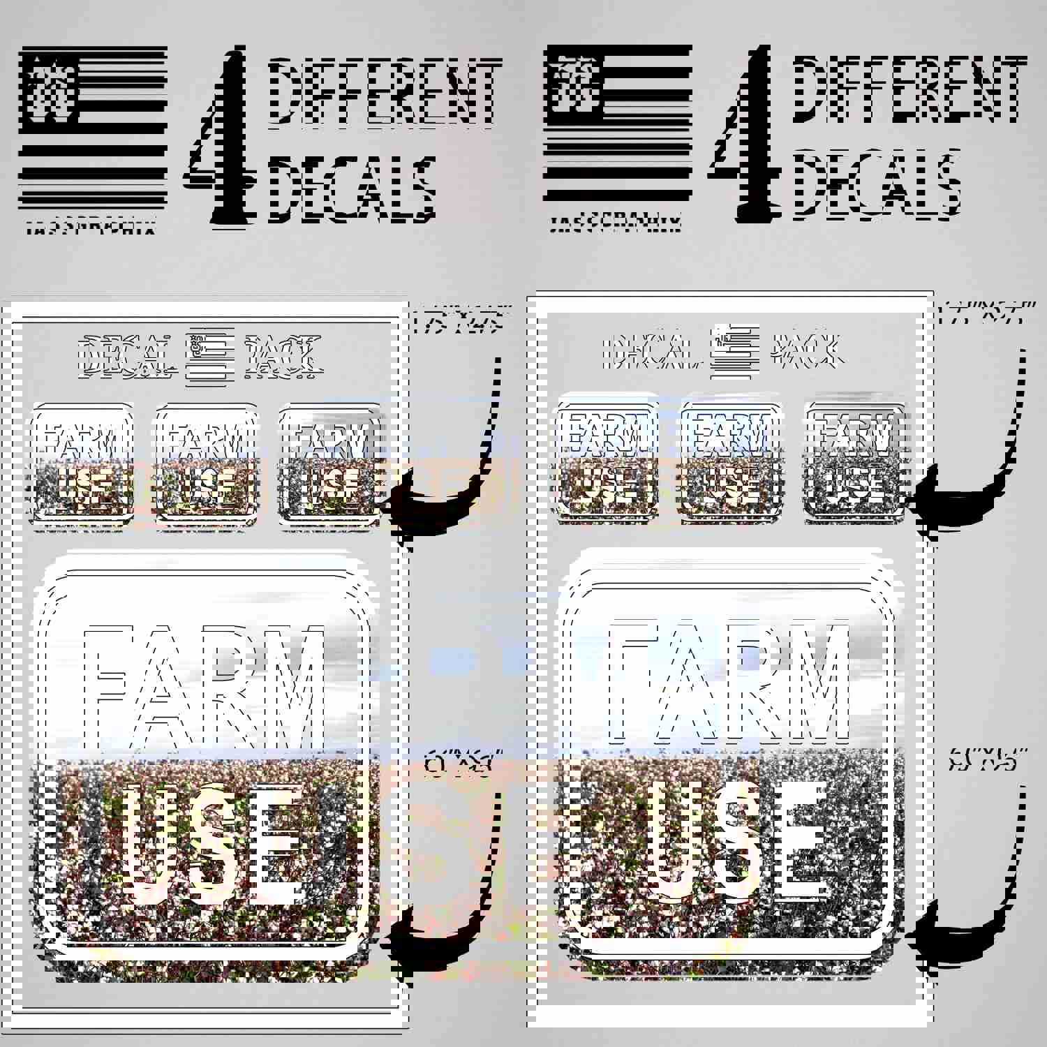 Farm Use Decal Pack of 4 Stickers - High-Quality Vinyl Decals for Farming Enthusiasts