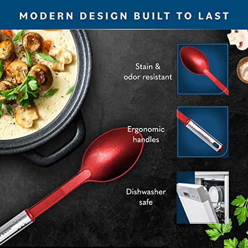 Home Hero 25pc Kitchen Utensils Set - Nylon & Stainless Steel Cooking Tools (Red)