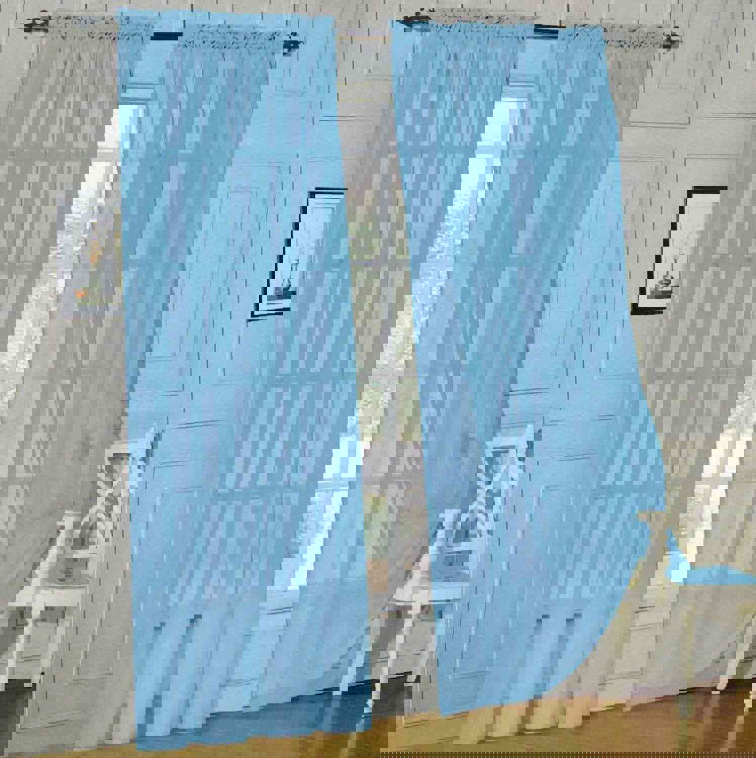 2-Piece Sheer Window Curtain Panels with 2 Inch Rod Pocket