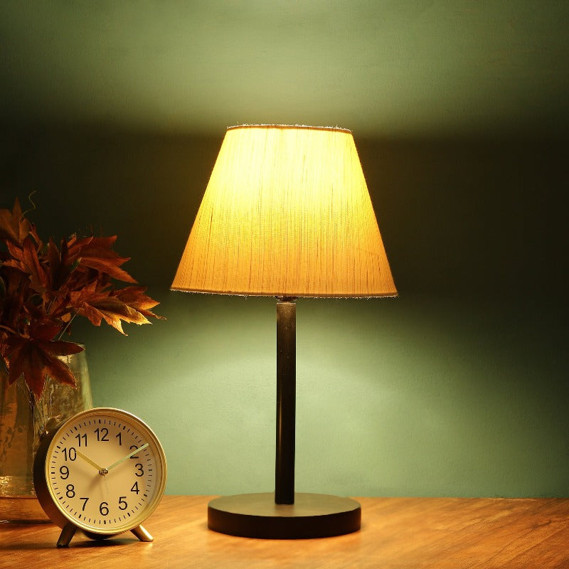 BTR CRAFTS Raven Black Metal Table Lamp with Conical Lampshade for Modern Home Decor