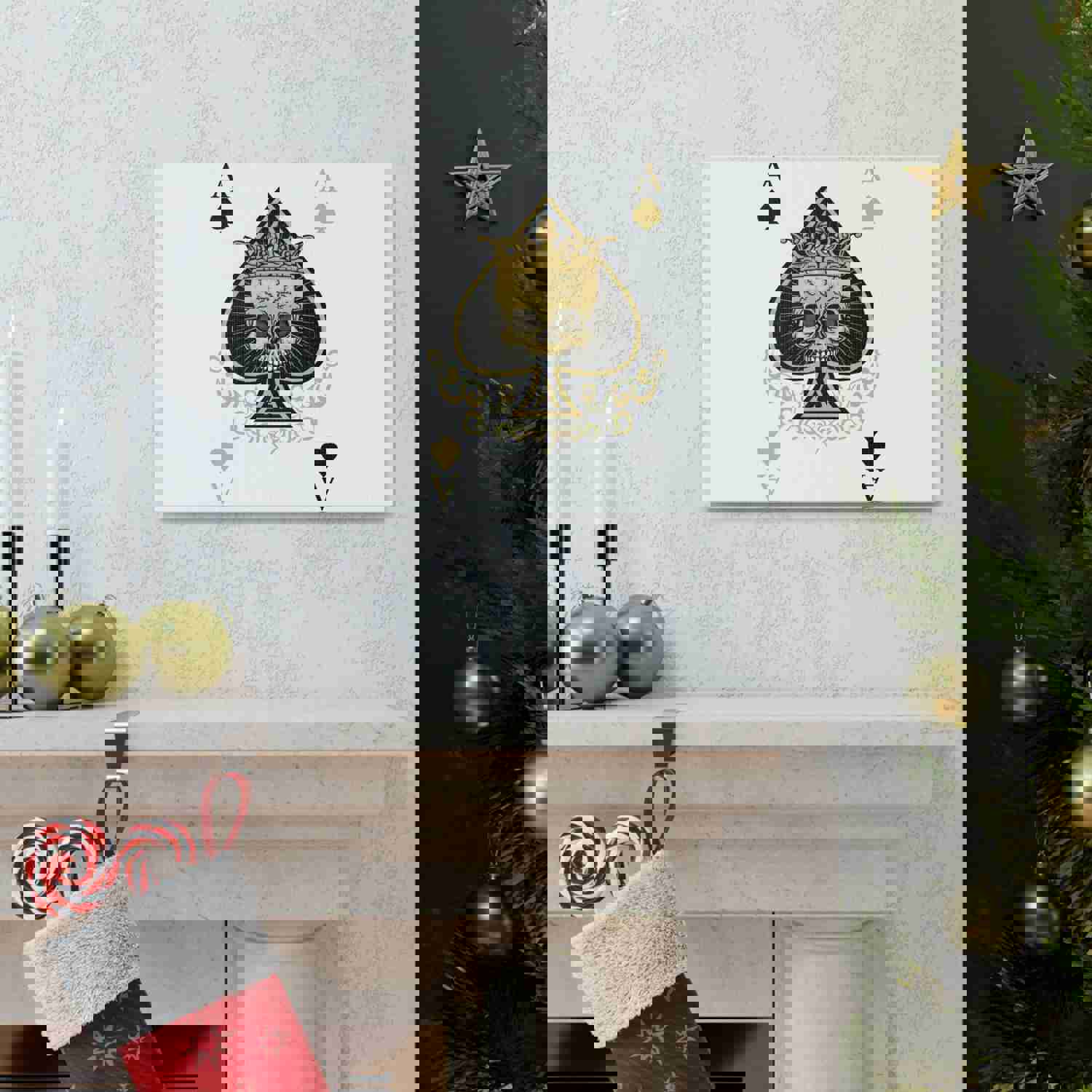 Gothic Ace Of Spades Playing Card Canvas Wall Art - Ready-to-Hang Home Decor