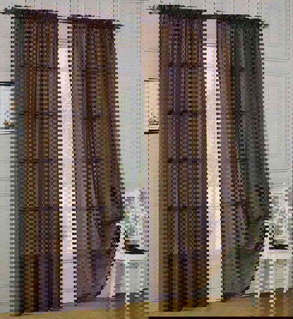 2-Piece Sheer Window Curtain Panels with 2 Inch Rod Pocket