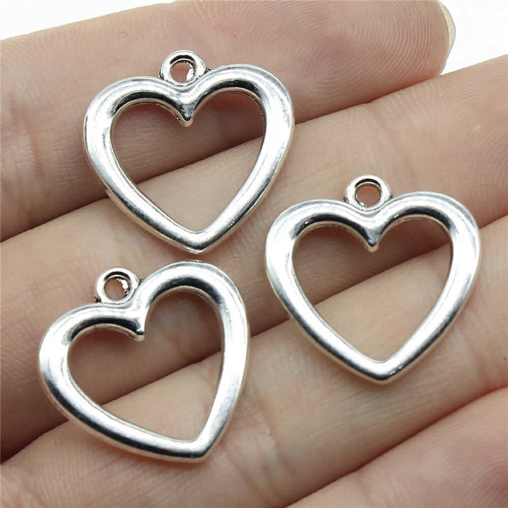 10pcs 20x20mm Hollow Heart Charms Pendants for DIY Jewelry Making