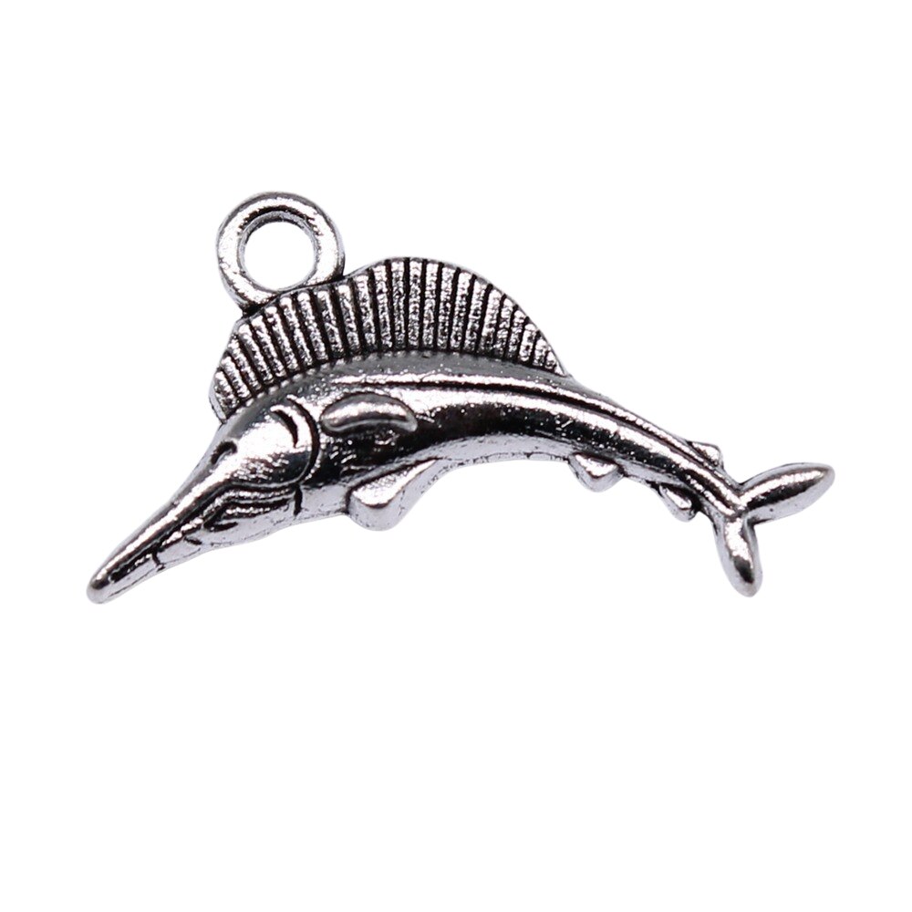 20pcs Antique Silver Swordfish Charms for DIY Jewelry Making