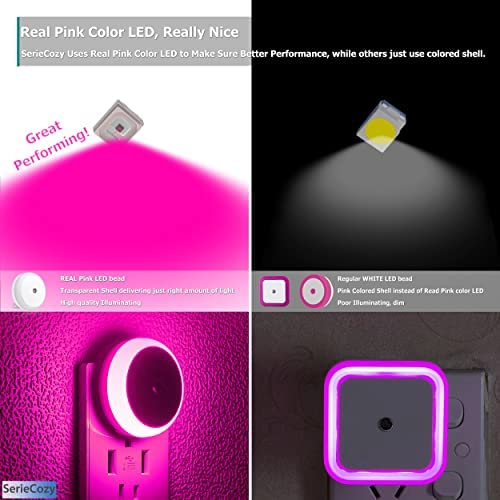 SerieCozy Pink LED Night Light with Dusk to Dawn Sensor - 2 Pack