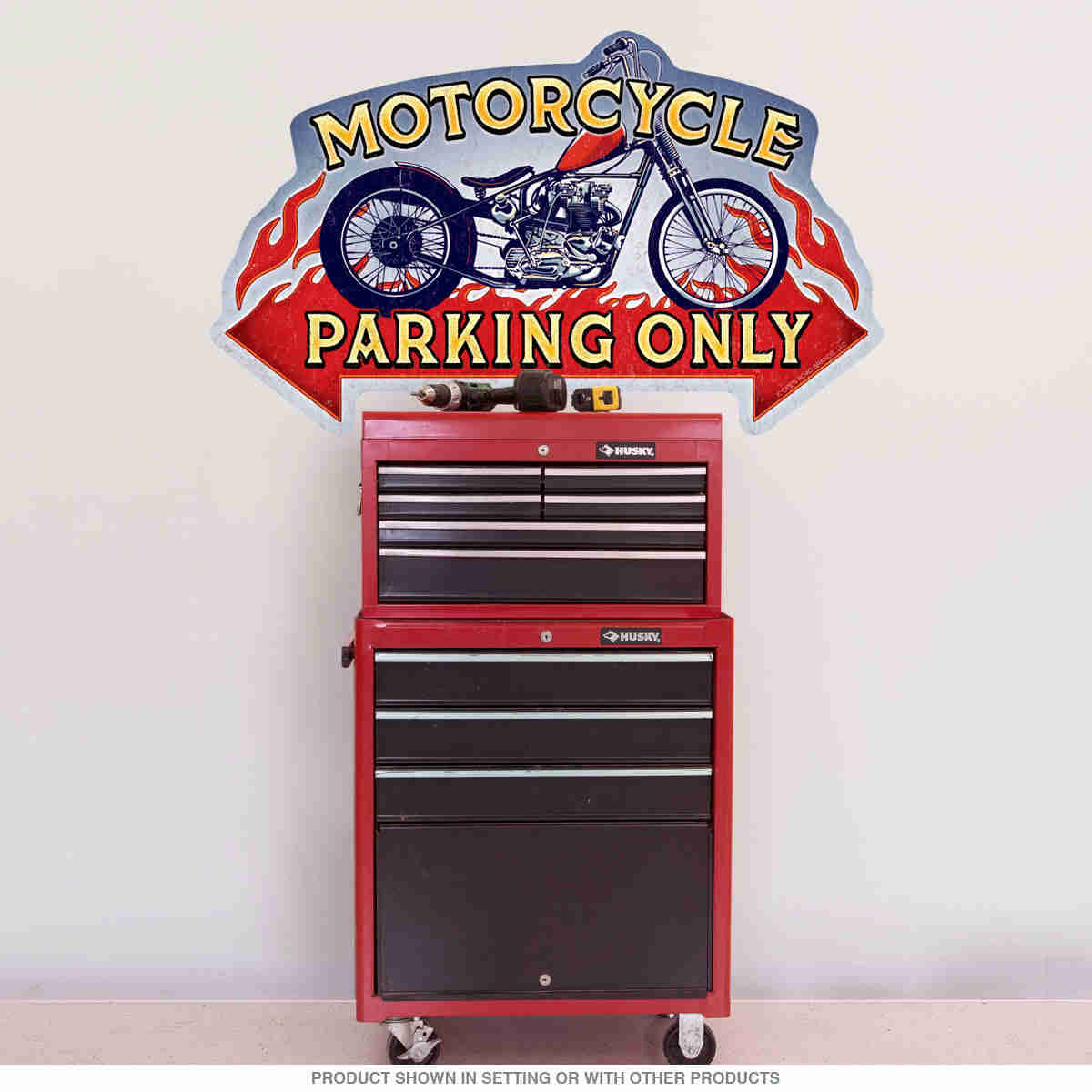 Motorcycle Parking Only Wall Decal - Premium Removable Sticker for Garage and Man Cave