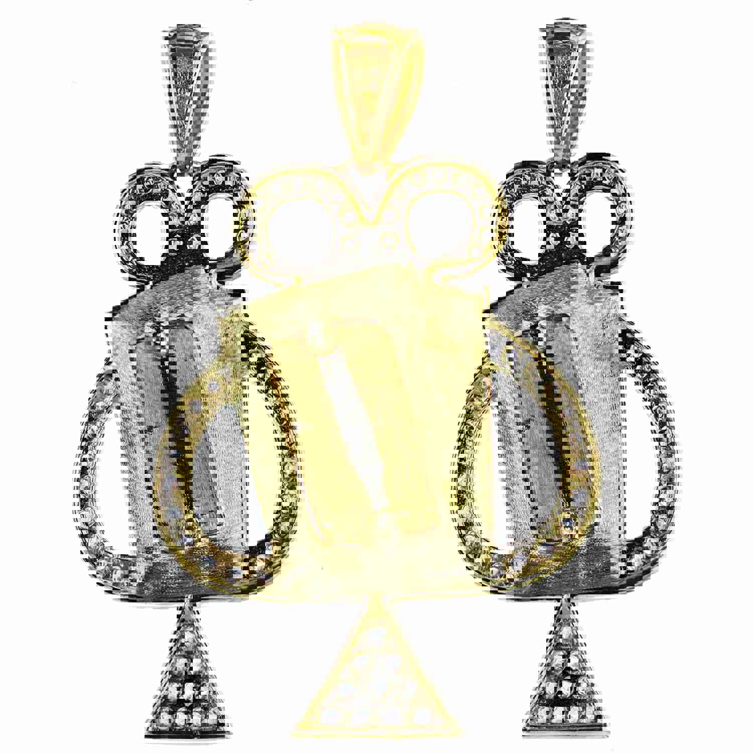 14K Gold Yellow & White 42X28mm Poker Card Pendant