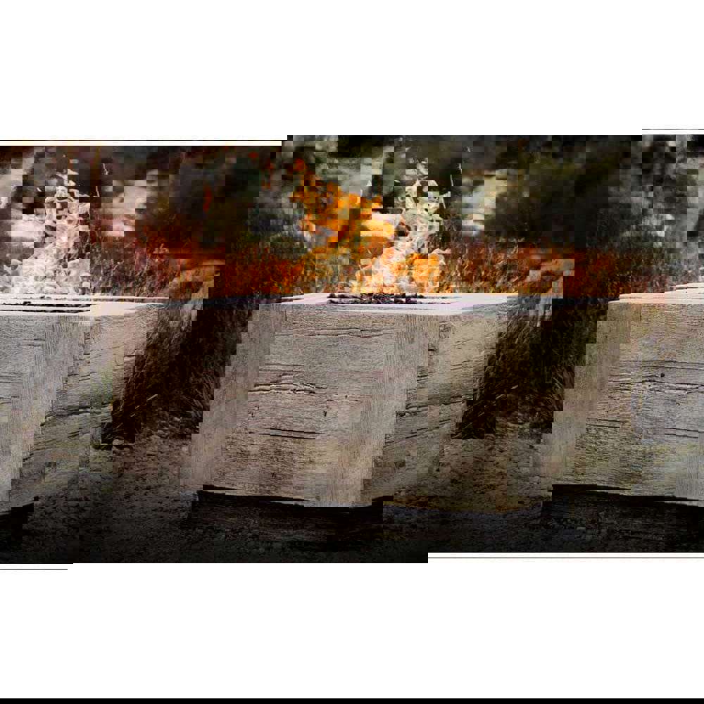 Top Fires Catalina Rectangular Wood Grain GFRC Direct Spark Gas Fire Pit Table