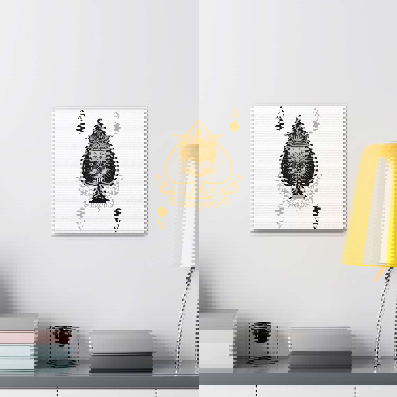 Gothic Ace Of Spades Playing Card Canvas Wall Art - Ready-to-Hang Home Decor