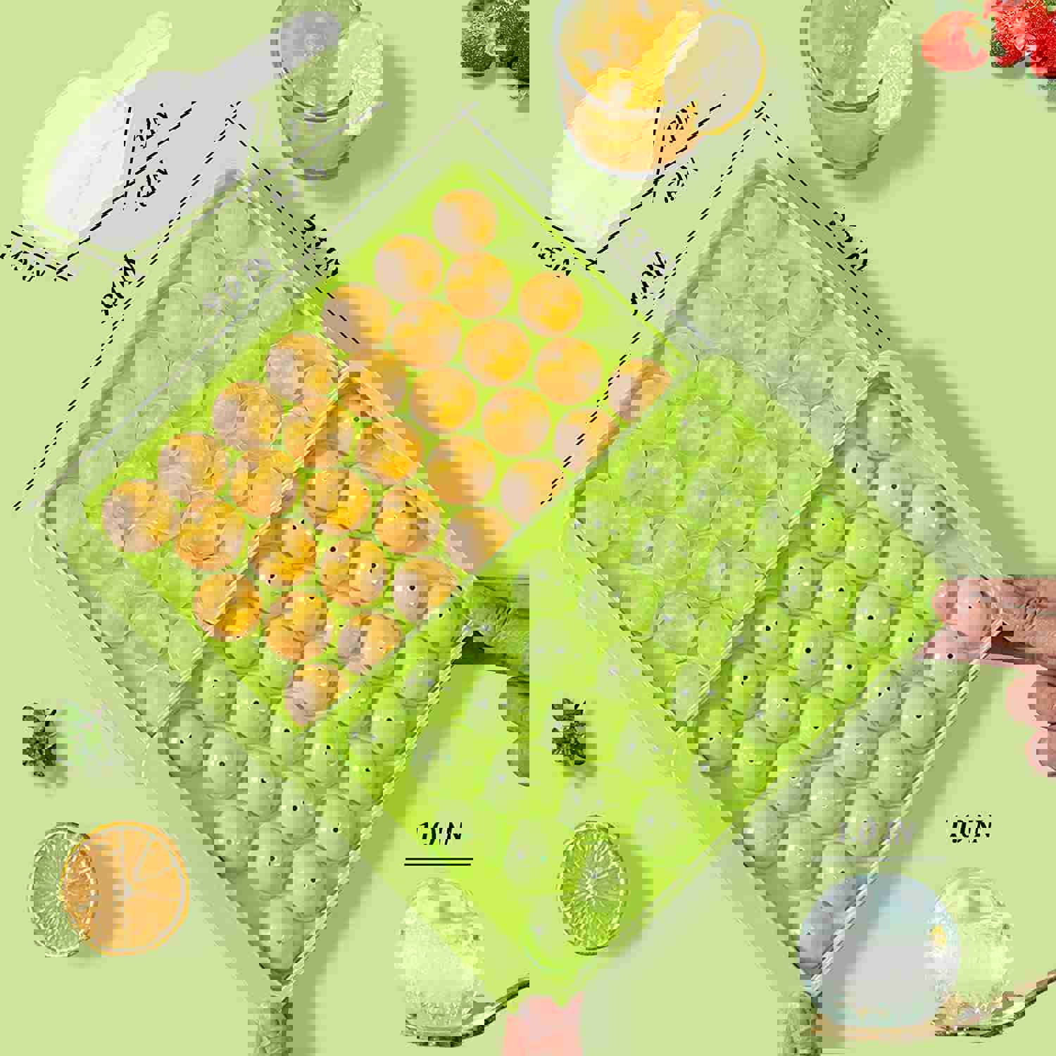 XUDHAH 3 Pack Round Ice Cube Trays with Bin - Easy Release BPA Free Ice Ball Maker for Drinks & Cocktails (Green)