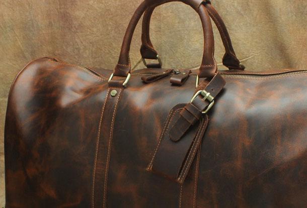 Leather Men's Weekender Travel Duffle Bag Vintage Overnight Bag