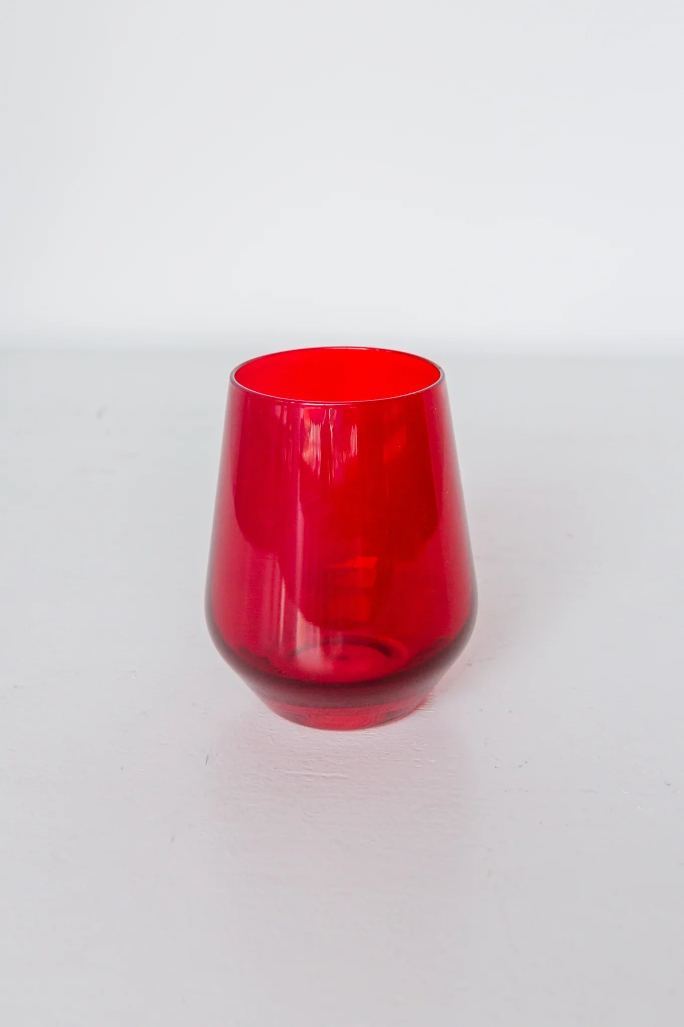 Red Estelle Stemless Wine Glass - Hand-Blown Colored Glass