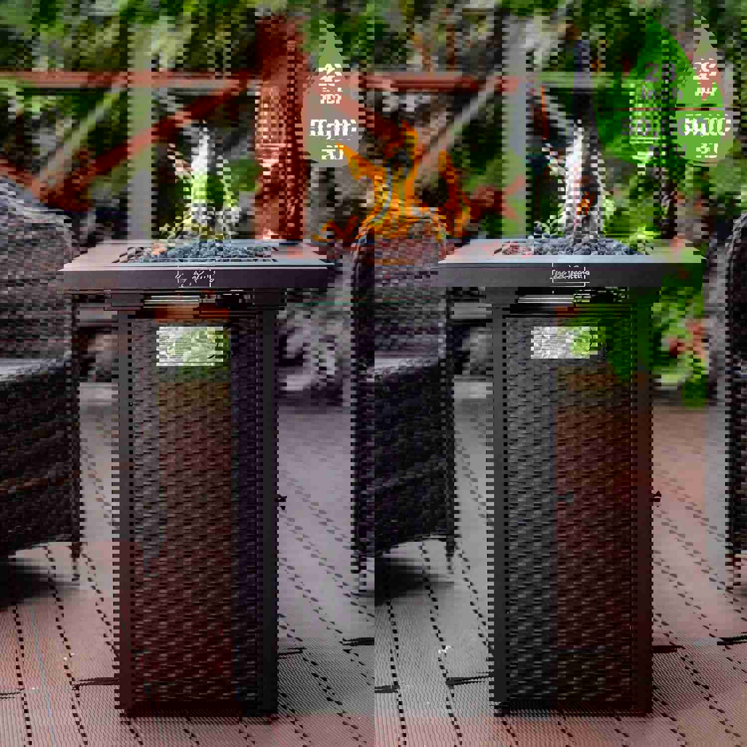 28 Inch Outdoor Propane Fire Pit Table with 50000BTU, Lava Stone & ETL Certification