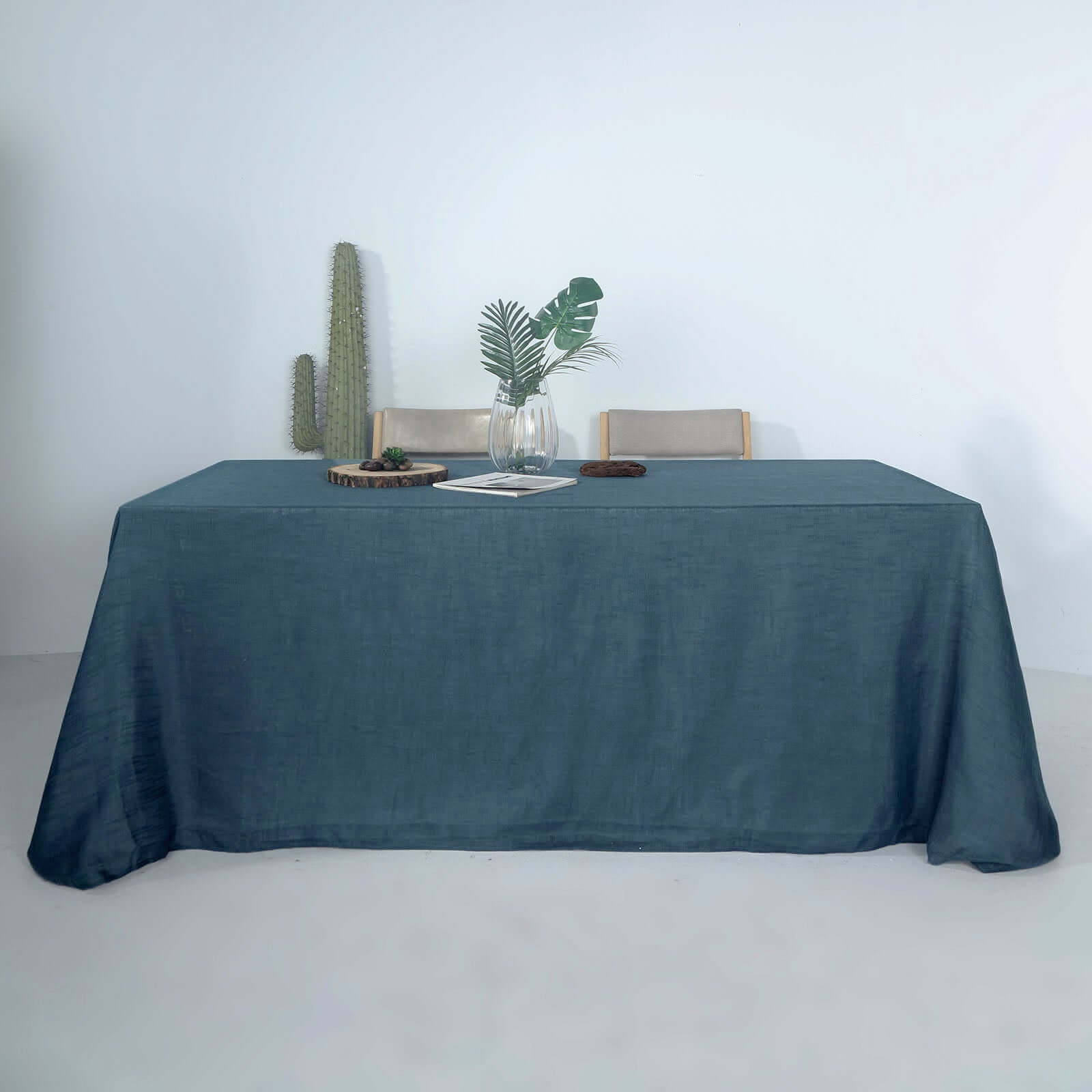 Blue Seamless Rectangular Tablecloth - Linen Look, Wrinkle Resistant (90x132)