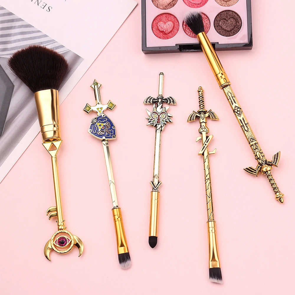 5pcs/Set The Legend of Zelda Makeup Brushes - Power Eye Shadow Highlight Brushes for Women, Beauty Tool, Cosplay Props
