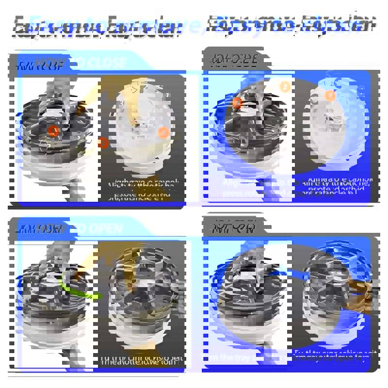 Round Timing Feeder Automatic Pet Feeder - 6 Meals, 6 Grids, Electric Dry Food Dispenser for Cats and Dogs