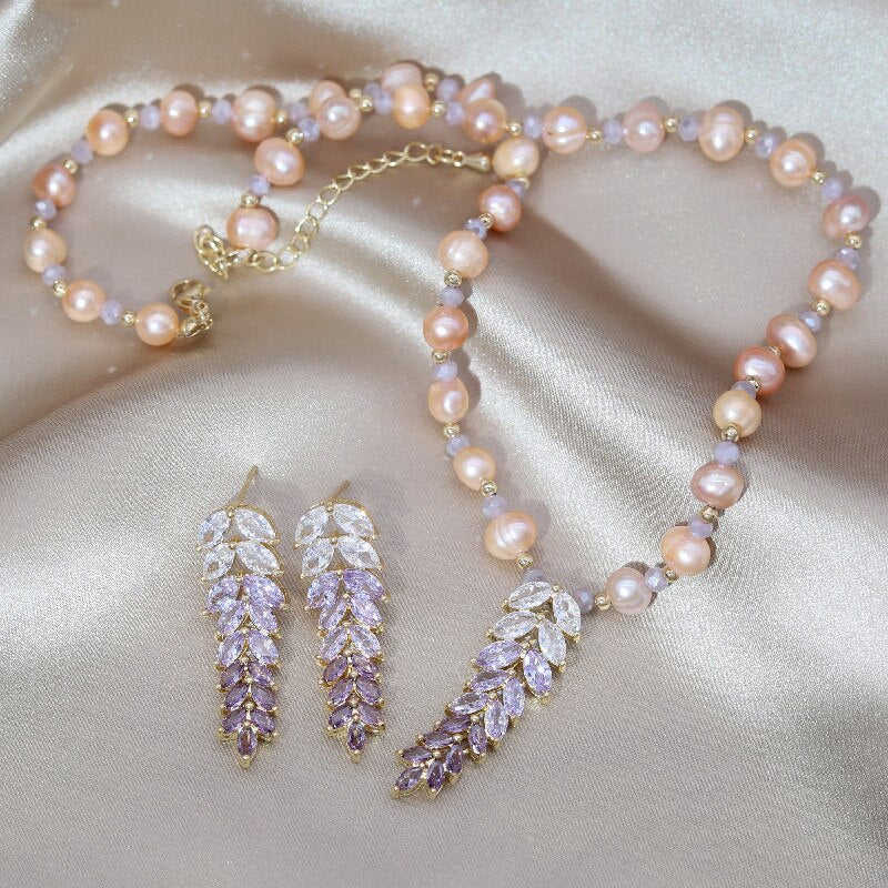 14K Gold Plating Gradient Color Zircon Wheat Ear Tassel Earrings - Elegant Women's Party Accessories