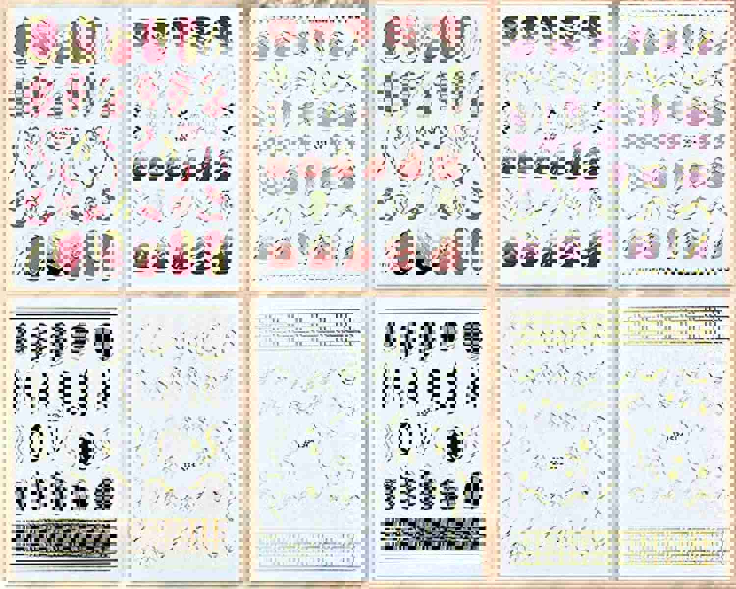 6 Sheets Gold Nail Art Stickers - 3D Metallic Self-Adhesive Nail Decals for French Manicure