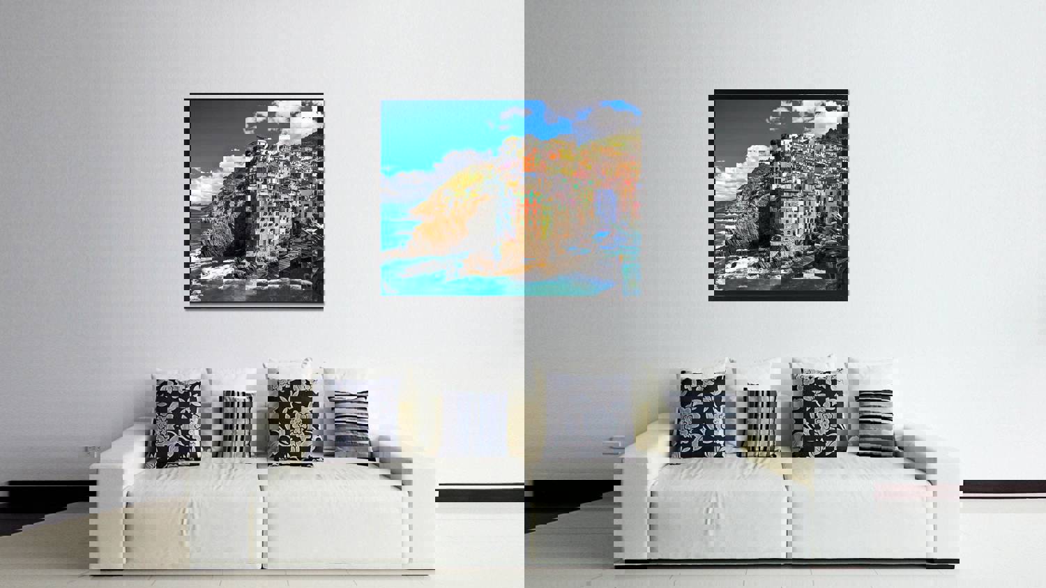 Riomaggiore Fisherman Village Landscape Canvas Print - Home Decor Wall Art