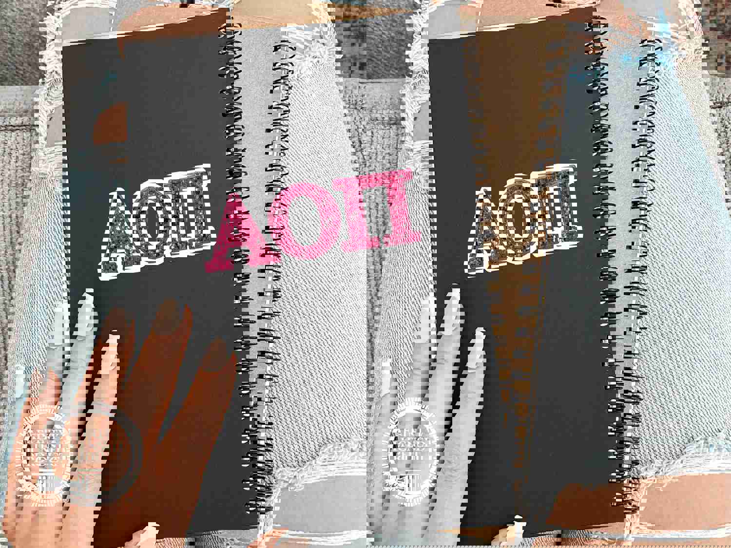 Alpha Omicron Pi Vinyl Sticker - Pink Sequin Sorority Decal