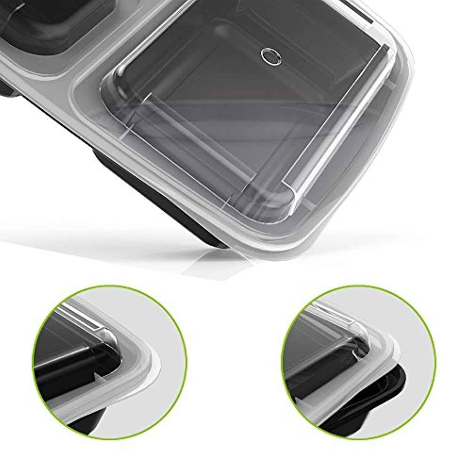 Homgeek 15-Pack Meal Prep Containers - 3 Compartment BPA-Free, Stackable & Reusable Food Storage