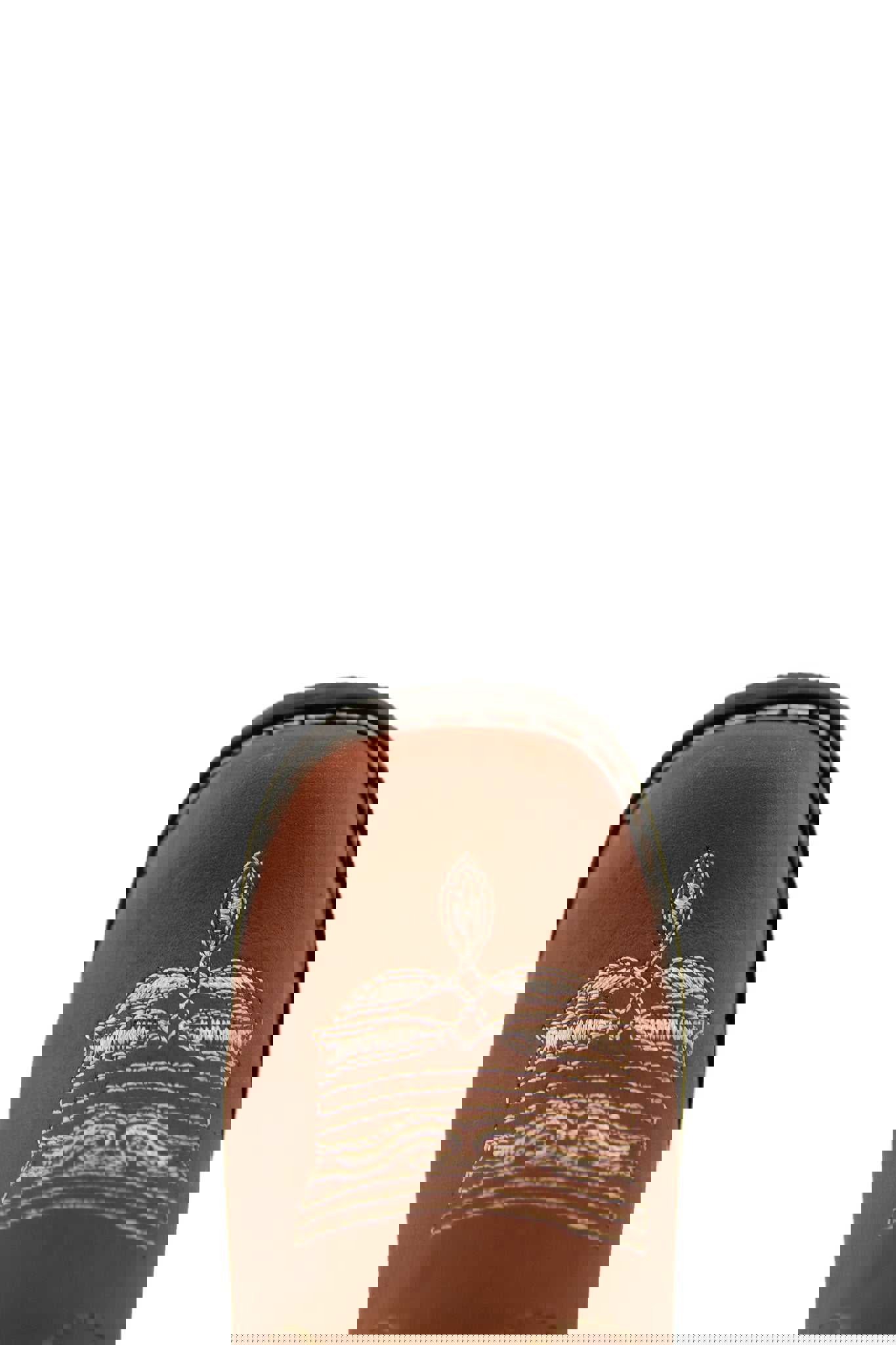 Alexa Venado Blanco Cuero Retro Snip Toe Cowgirl Boot