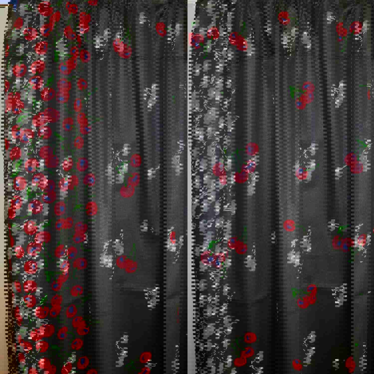 Cotton Curtain with Fruits Print - 58 Inch Wide with Cherry Border