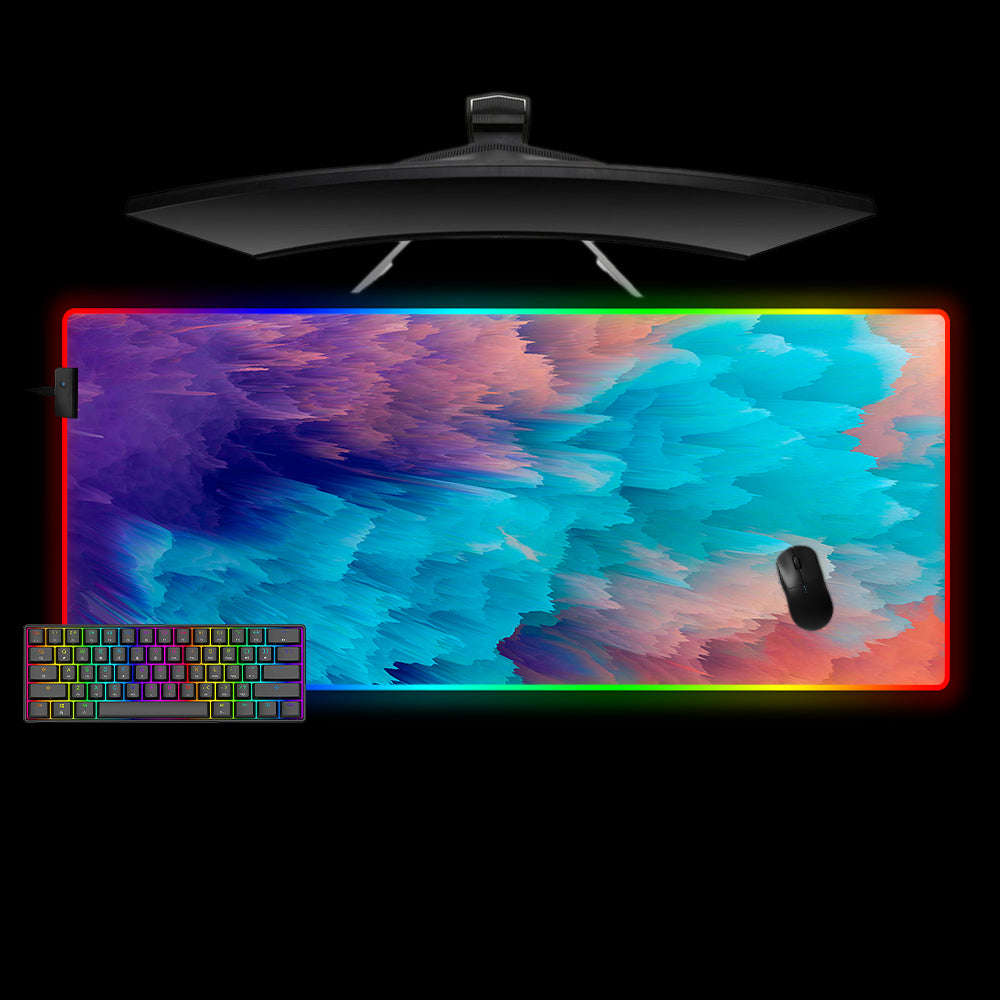 Orange Blue Clouds Design RGB Gaming Mouse Pad with LED Strip, M-XXL Size