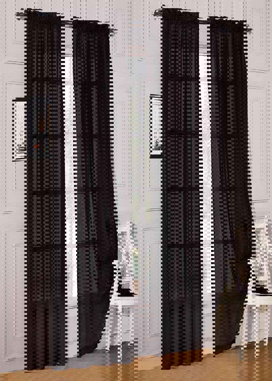 2-Piece Sheer Window Curtain Panels with 2 Inch Rod Pocket