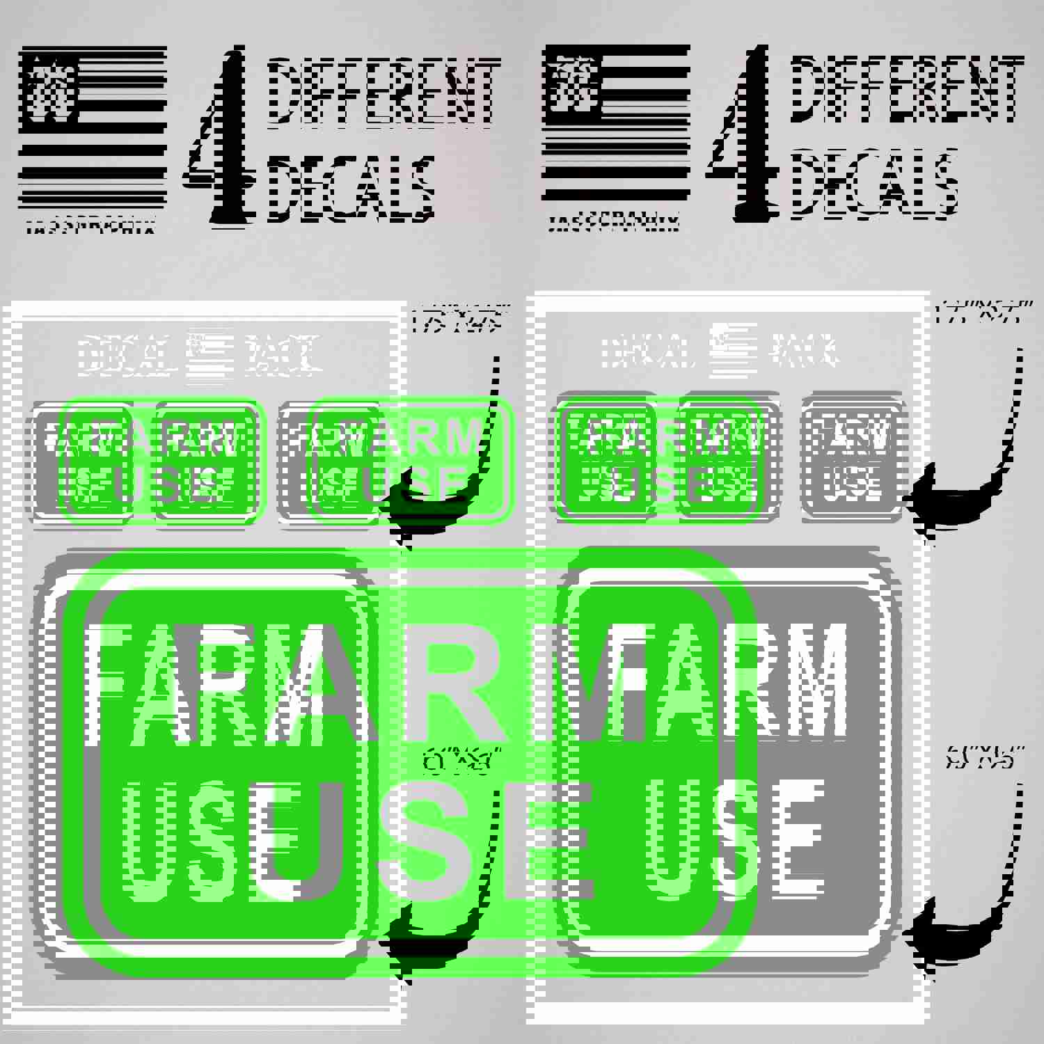 Farm Use Decal Pack of 4 Stickers - High-Quality Vinyl Decals for Farming Enthusiasts